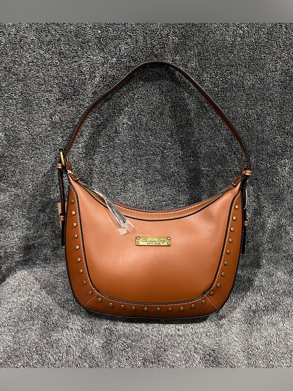 American Rag Cie Studded Hobo Shoulder Bag Brown Faux Leather